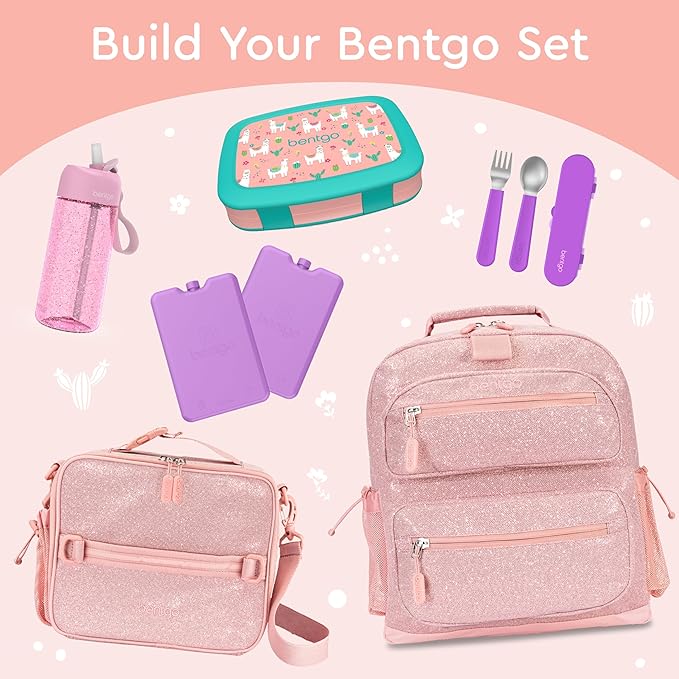 Bentgo Kids Prints Leak-Proof, 5-Compartment Bento-Style Kids Lunch Box - Ideal Portion Sizes for Ages 3-7, Durable, Drop-Proof, Dishwasher Safe, & Made with BPA-Free Materials (Llamas)