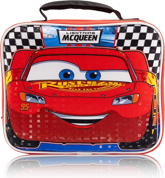 Disney Cars Lunch Box for Kids | Lightning McQueen Insulated Lunch Bag Lunch Box for Boys, Girls, Unisex, Toddlers| Lightning McQueen Red Reusable Lunchbox