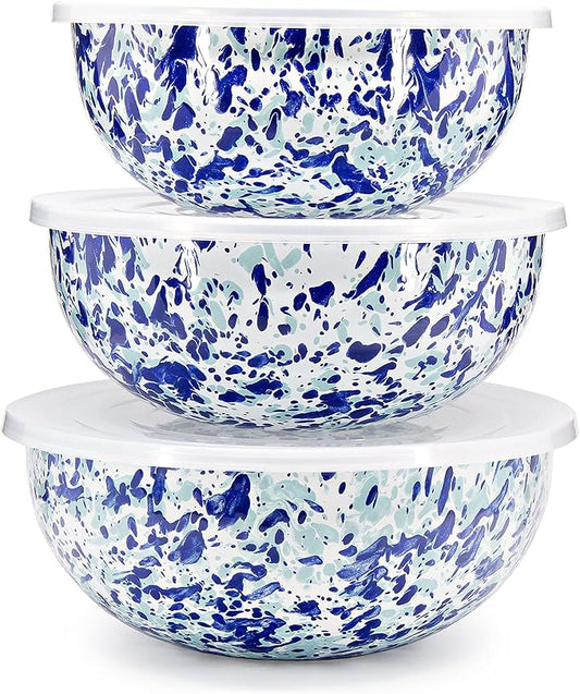 Golden Rabbit Enamelware - Set of 3 - Mixing Bowls (Ocean)