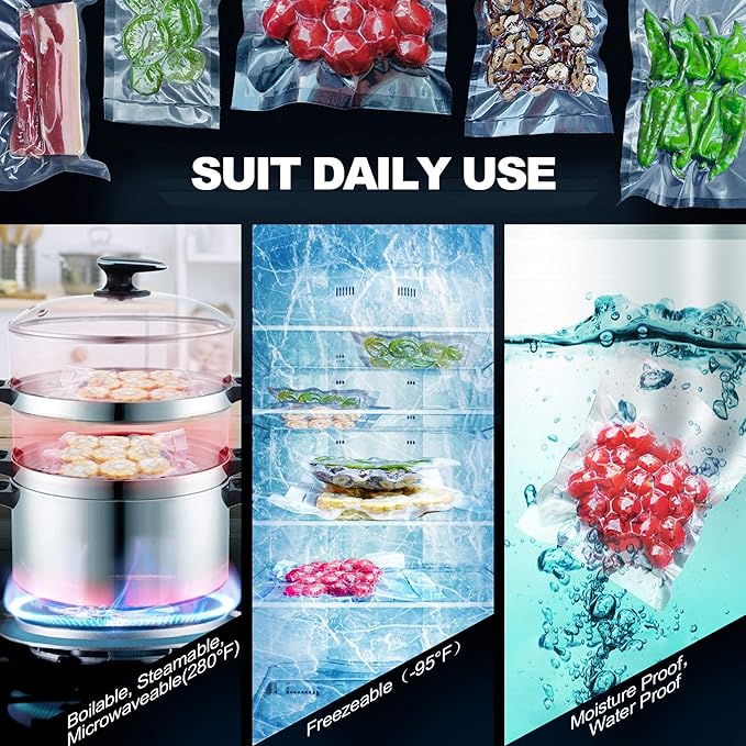 CANLENPK 2.7×4 Inch/7x10cm Mini Vacuum Sealer Bags,Small Precut Food Storage Bag,Seal Meal Snack Fruit Nut,Boil Steam Heat Freeze,Commercial Grade Heavy Duty Sealable Bags(100PCS, Transparent)