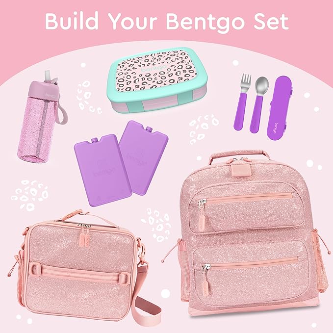 Bentgo Kids Prints Leak-Proof, 5-Compartment Bento-Style Kids Lunch Box - Ideal Portion Sizes for Ages 3-7, Durable, Drop-Proof, Dishwasher Safe, & Made with BPA-Free Materials (Leopard)