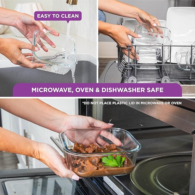 HOLDN’ STORAGE Vacuum Food Storage Containers, Set of 6 Glass Containers plus a Manual Vacuum Pump – Keep Food Fresh Longer, BPA-Free Glass, Leak-Proof, Ideal for Meal Prep, Marinating.