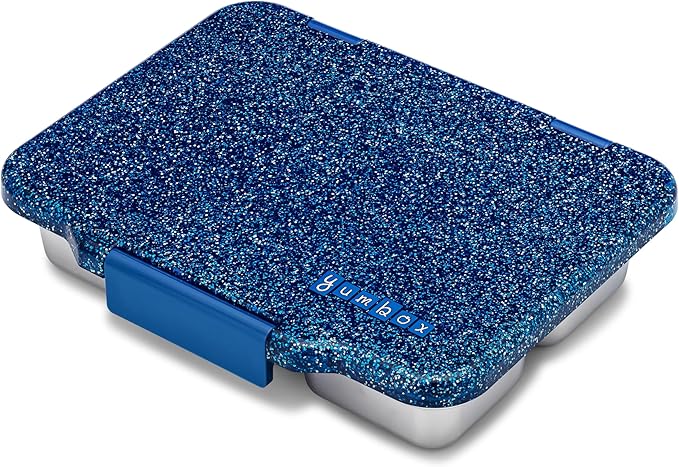 Yumbox Prêt Stainless Steel Bento Box – Leakproof, Reusable Lunch Box with Compartments for Kids & Adults – Sandwich-Friendly, BPA-Free, Eco-Friendly Lunch Container (Glitter Blue)