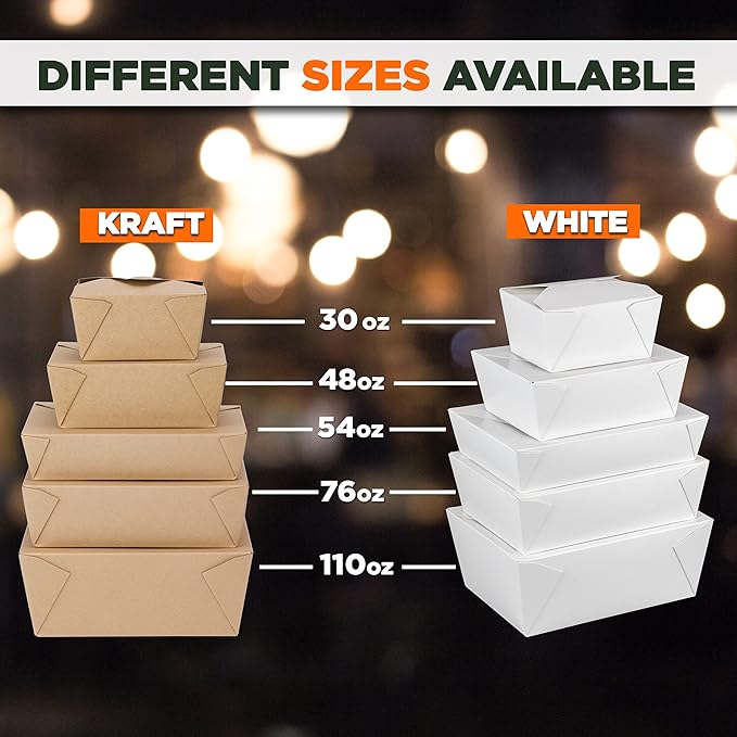 Fit Meal Prep 450 Pack 30 oz Paper Take Out Containers 5 x 4.2 x 2.5 - White Lunch Meal Food Boxes #1, Disposable Storage To Go Packaging, Microwave Safe, Leak Grease Resistant for Restaurant