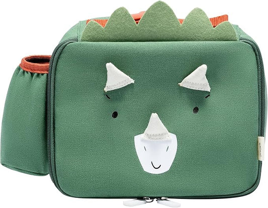 Toddler Lunch Bag for Girls and Boys, Lunch Box for Kids Ages 2–5, Fully Insulated with Padded Handle, Storage Pocket and Water Bottle Pocket, Lightweight, Easy to Clean, BPA-Free - Dinosaur
