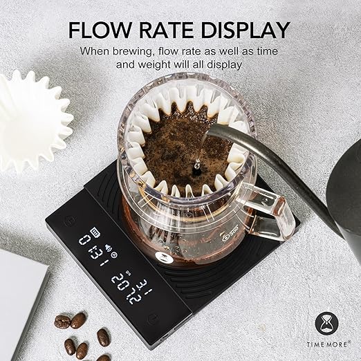 TIMEMORE Coffee Scale with Timer, Digital Scale Grams and Oz - 2kg/70oz, Pour Over Drip Espresso Scale with Auto Timer Function & Flow Rate, Basic 2.0, Black