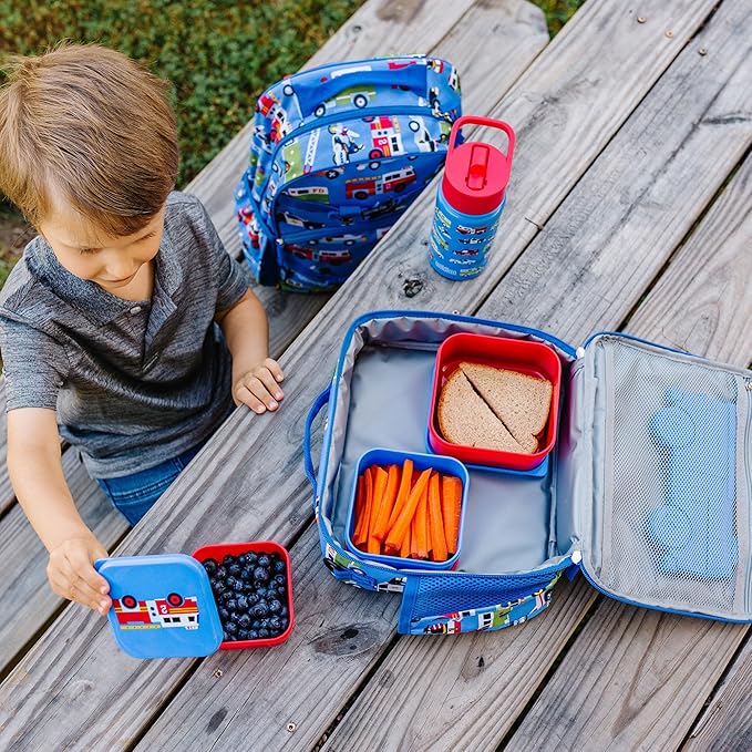 Wildkin Nesting Food Containers for Kids – Stackable, Airtight & Dishwasher Safe - Set of 3 - Heroes