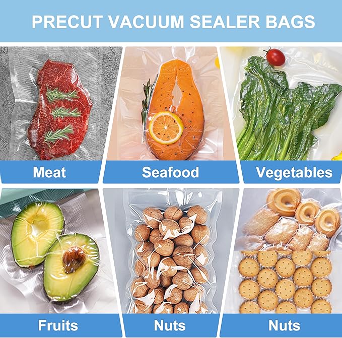 150pcs Vacuum Sealer Bags, Gallon 11"x16" and Quart 8"x12" and Pint 6"x10" Food Saver Bags, Pre-cut Commercial Grade Vac Bags for Food Storage, BPA Free, Heavy Duty, Meal Prep or Sous Vide