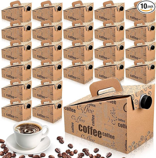 10 Pack Disposable Coffee Box Dispensers 96 oz Insulated Portable Coffee Carrier Containers with Handle for Parties Catering Liquid Carrier