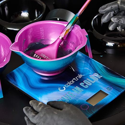 Colortrak Digital Scale, Tempered Glass Scale for Measuring Fits Most Color Trays and Stations, Measures Quantities in lb, oz, ml, g, kg, Sleek 8" x 6.5" Design