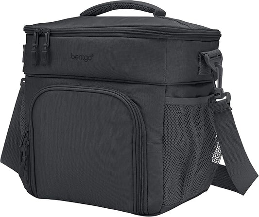 Bentgo Prep Deluxe Insulated Multimeal Bag - Lunch Box Bag, Holds 5 Meals, Premium Insulation up to 8 Hrs, Durable, Water-Resistant - Large Capacity For Adult Meal Prep (Dark Gray)