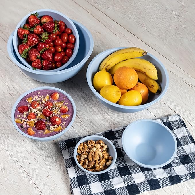 Chef Craft Eco Bamboo Fiber Mixing Bowl Set, 6 Piece Set, Blue
