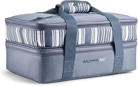 Rachael Ray Expandable Insulated Casserole Carrier for Hot or Cold Food, Thermal Lasagna Lugger Tote for Potluck, Parties, Picnic, and Cookouts, Fits 9" x 13" Baking Dish