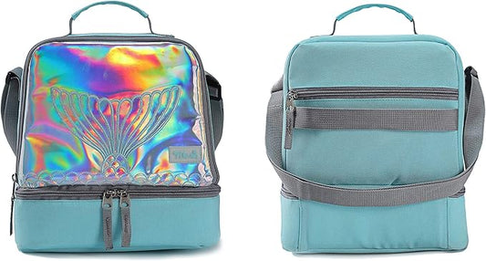 Tilami Lunch Bags Insulated Adjustable Strap Zipper, Two Compartments Cooler Bags, Bento Bags for Kids Toddlers (Tail Cute)