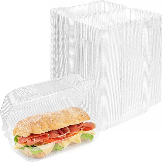 Stock Your Home Plastic 9 x 5 Inch ClamShell Takeout Trays (25 Count) - Dessert Containers - Plastic Hinged Food Container - Disposable Plastic Clamshell Food Containers for Slices of Cake, Sandwiches