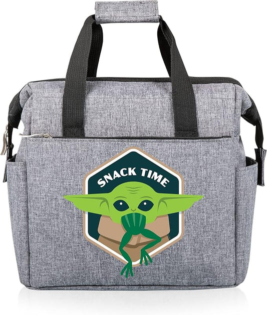 PICNIC TIME Star Wars Mandalorian Grogu On The Go Lunch Bag, Soft Cooler Lunch Box, Insulated Lunch Bag, (Heathered Gray)