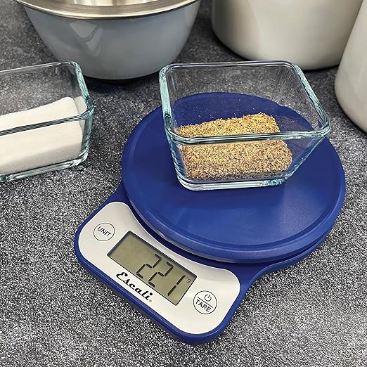 Escali Telero Digital Food Scale, Multi-Functional Kitchen Scale, Precise Weight Measuring and Portion Control, 7.62 x 6.1 x 1.28 inches, Blue (T136)