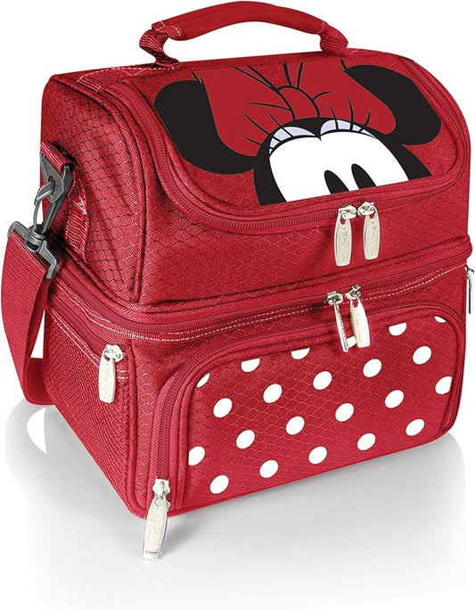 PICNIC TIME Disney Minnie Mouse Pranzo Lunch Bag, Insulated Lunch Box with Utensil Set, Lunch Cooler Bag, (Red) 11 x 7.5 x 12