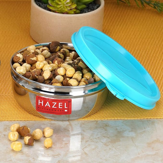 HAZEL Stainless Steel Airtight Containers for Storage | Small Storage Containers for Kitchen & Tiffin Boxes with Leak Proof Lid, 90 ML