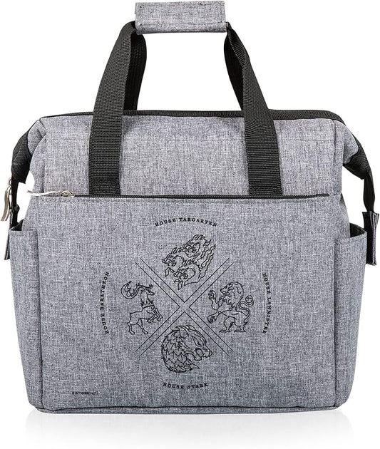 PICNIC TIME Game of Thrones 4 Houses On The Go Lunch Bag, Soft Cooler Lunch Box, Insulated Lunch Bag, (Heathered Gray)