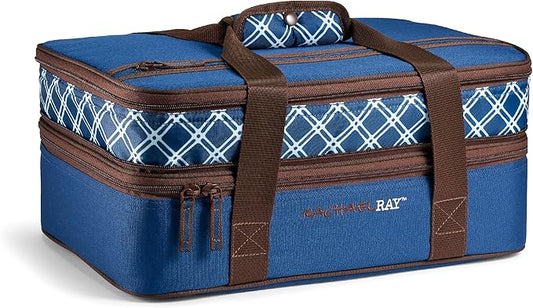 Rachael Ray Expandable Insulated Casserole Carrier for Hot or Cold Food, Thermal Lasagna Lugger Tote for Potluck, Parties, Picnic, and Cookouts, Fits 9" x 13" Baking Dish