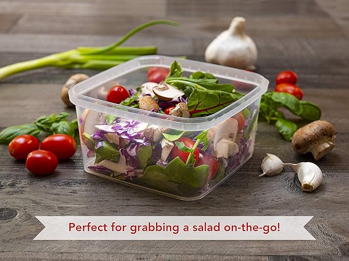 NYHI 40 Pack Square Clear Deli Containers with Lids Disposable BPA Free Square Plastic Food Storage Containers with Lids Airtight for Meal Prep Take Out Kitchen (32 oz)