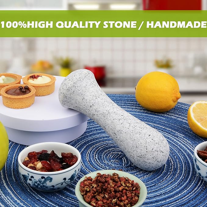 Tianman Granite Replacement Pestle 5.9" Length Unpolished, Only Pestle,Use Pestle on Both Ends (Mortar Not Included) (Granite Unpolished)