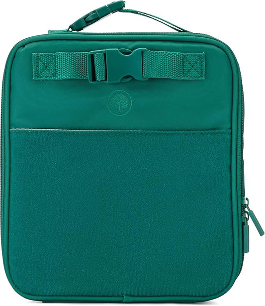 Parker Kids Insulated Waterproof Lunch Box for Children - Customizable Lunch Bag with Durable Hook and Loop Patches, Easy-Open Zippers, Water Bottle Buckle - Peacock