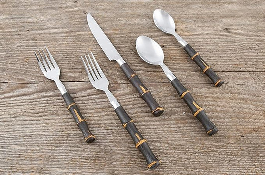CAMBRIDGE Dark 20-Piece Bamboo-Style Flatware Service