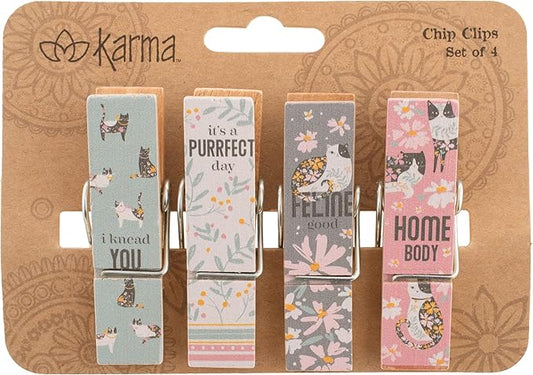 Karma Chip Clips - Bag Clips - Potato Chip Bag Clips - Colorful and Fun Bag Clips for Food and Storage - One Size - Cat