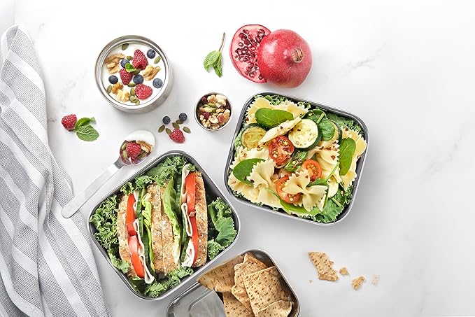 Microwave Safe Stainless Steel Lunch/Sandwich/Meal Box, Sage