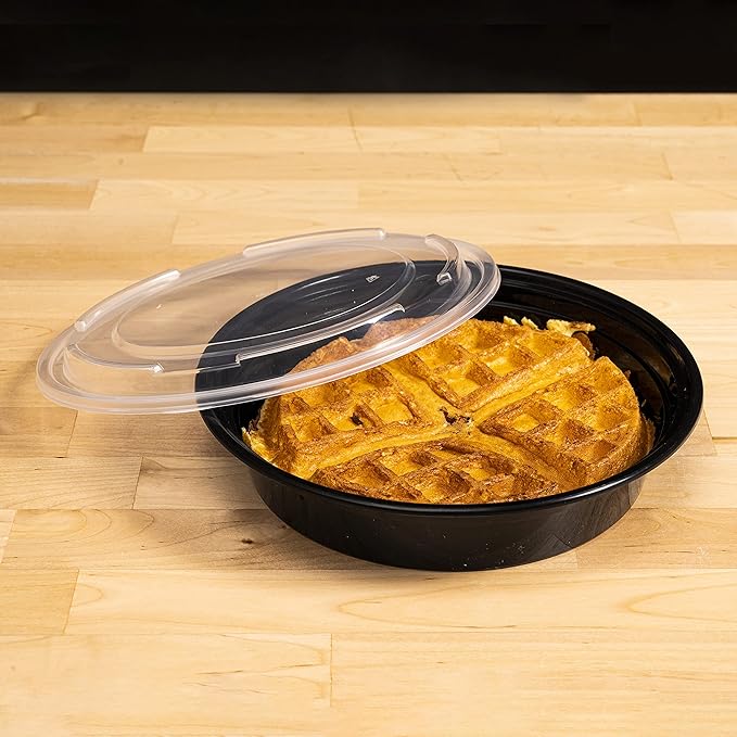 TIYA Takeout Food Containers – 24 oz Bulk 150 Pack with Lids – Plastic Food Storage To-Go Round Bowls – Reusable, Microwavable, Dishwasher Safe – Leak-Proof and Great for Meal Prep – BPA-Free