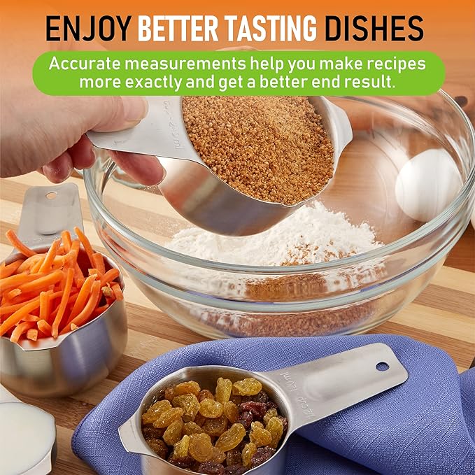 Spring Chef Professional Medium Dough Blender, Black & Stainless Steel Round Measuring Cups, Set of 7-2 Product Bundle