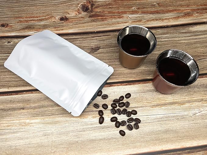 100 Pack Matte White Mylar Stand Up Bags - 3.35x5.1 Inches Smell Proof Resealable Zipper Pouch Bag, Sealable Foil Packaging Sample Pouches for Food Storage