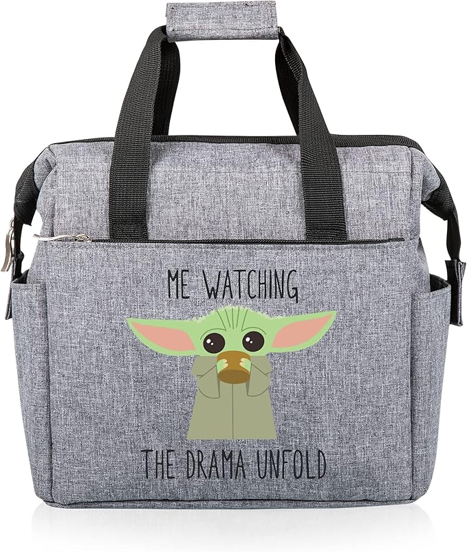 PICNIC TIME Star Wars Mandalorian Grogu On The Go Lunch Bag, Soft Cooler Lunch Box, Insulated Lunch Bag, (Heathered Gray)