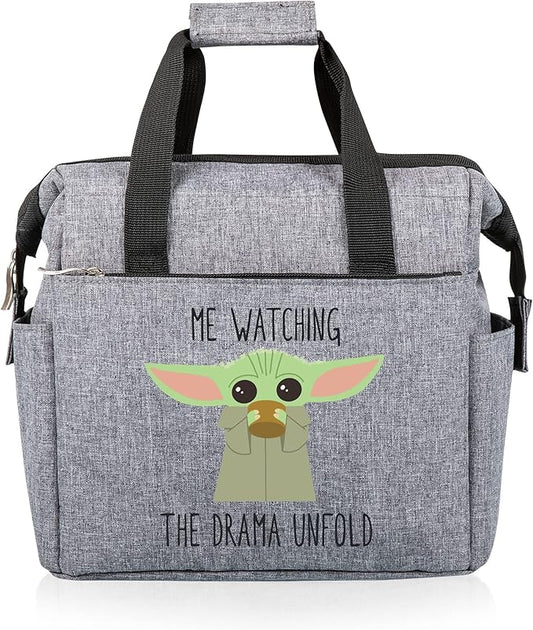 PICNIC TIME Star Wars Mandalorian Grogu On The Go Lunch Bag, Soft Cooler Lunch Box, Insulated Lunch Bag, (Heathered Gray)