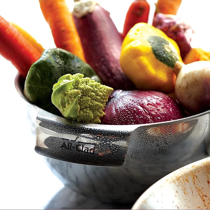 All-Clad Kitchen Accessories Stainless Steel Mixing Bowls Set 1.5, 3, 5 Quart Metal Mixing Bowls Silver