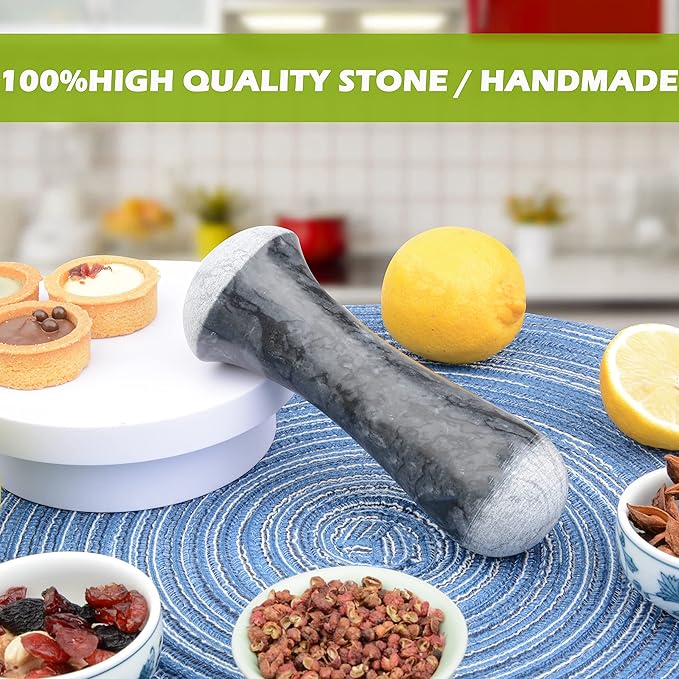 Tianman Marble Replacement Pestle 5.9" Length Polished, Use Pestle on Both Ends (Only Pestle Mortar Not Included) (Black Marble Polished)