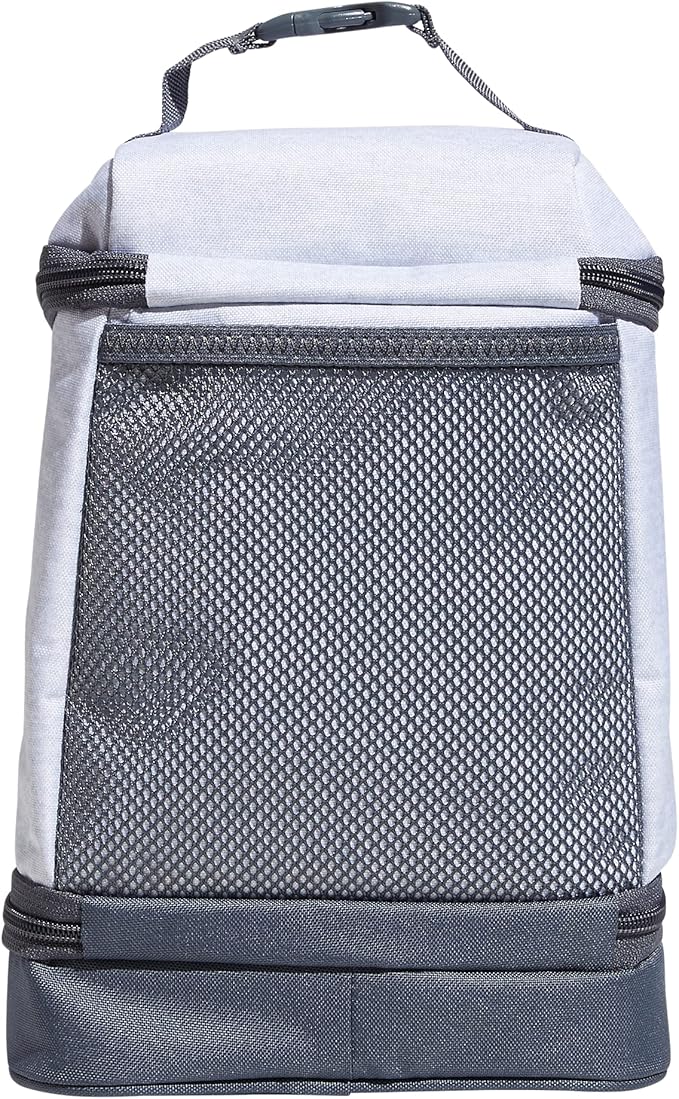 adidas Excel Lunch Bag, Cooler with Zipper, Pocket for Ice Pack, and Clip, Temperature Control Insulation, Jersey White/Shadow Chrome/Onix Grey, One Size