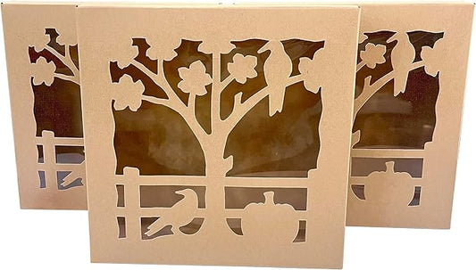 Kraft Pie Box With Window - Fall Thanksgiving Holiday 10" X 10" X 2" Bakery Boxes for 9 Inch Pies and Cookies - Natural Paper Box SET OF TEN - Timesaver Assembly