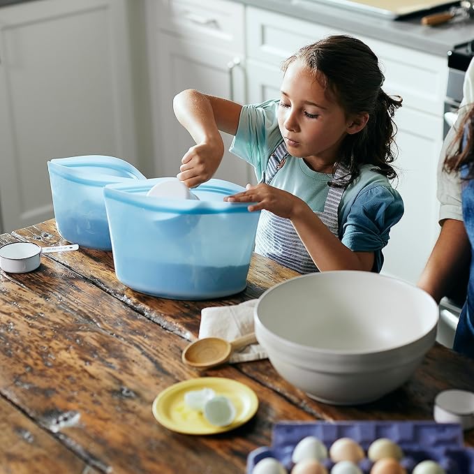 Stasher Premium Silicone Reusable Food Storage Bowl, Clear, Microwave, Sous Vide, Dishwasher, Oven and Freezer Safe, BPA Free, Leak-free, Eco-friendly, 8-Cup Bowl