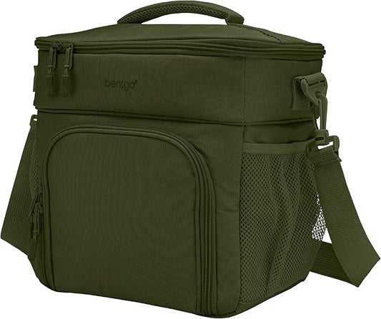 Bentgo Prep Deluxe Insulated Multimeal Bag - Lunch Box Bag, Holds 5 Meals, Premium Insulation up to 8 Hrs, Durable, Water-Resistant - Large Capacity For Adult Meal Prep (Olive Green)