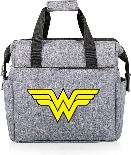 PICNIC TIME DC Comics Wonder Woman On The Go Lunch Bag, Soft Cooler Lunch Box, Insulated Lunch Bag, (Heathered Gray)