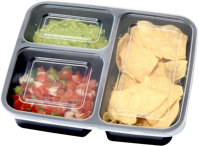 10 Pack - SimpleHouseware 3 Compartment Food Grade Meal Prep Storage Container Boxes (36 ounces)