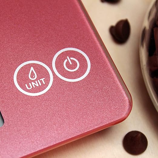 Escali Arti Glass Food Scale Digital Countertop Kitchen, Baking and Cooking Scale with Nutrition and Calorie Counter, 15-Pound Capacity, 9" x 6.5" x .75", Desert Rose