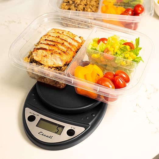 Escali Primo Digital Food Scale Multi-Functional Kitchen Scale and Baking Scale for Precise Weight Measuring and Portion Control, 8.5 x 6 x 1.5 inches, Black