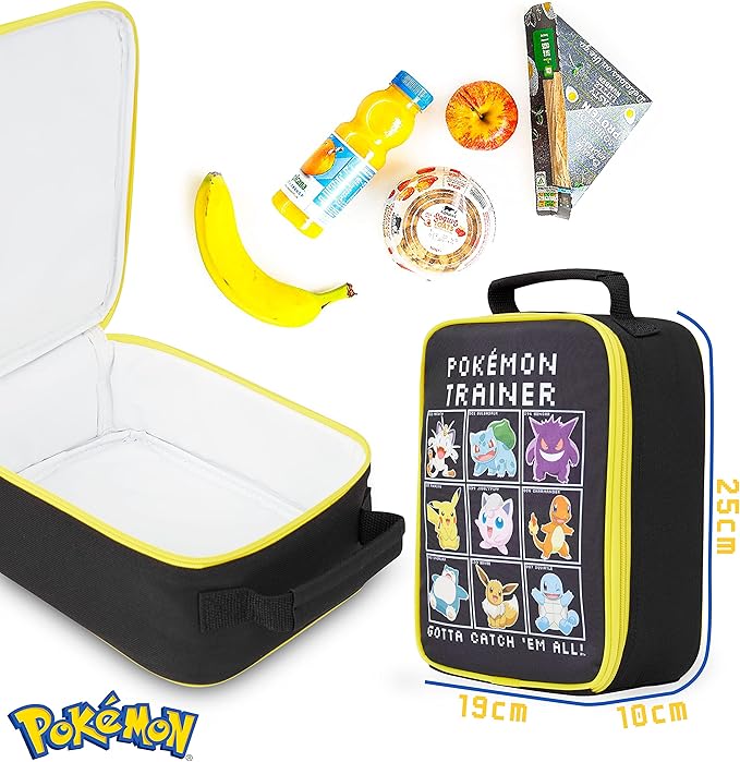 Pokemon Insulated Lunch Bag for Kids – Ideal for School, Travel, and Days Out (Black)