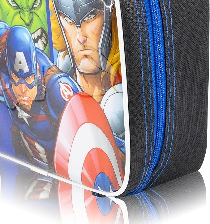 Fast Forward Marvel Avengers Lunch Box for Kids | Insulated Lunch Bag Lunch Box for Boys, Girls, Unisex, Toddlers| Avengers Black Reusable Lunchbox