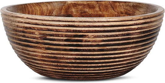 Mela Artisans 12'' Wooden Fruit Bowl, Large Serving Bowl for Salads, Cereals, Snacks & Mixing | Decorative Bowls for Kitchen | Darma Valley Collection