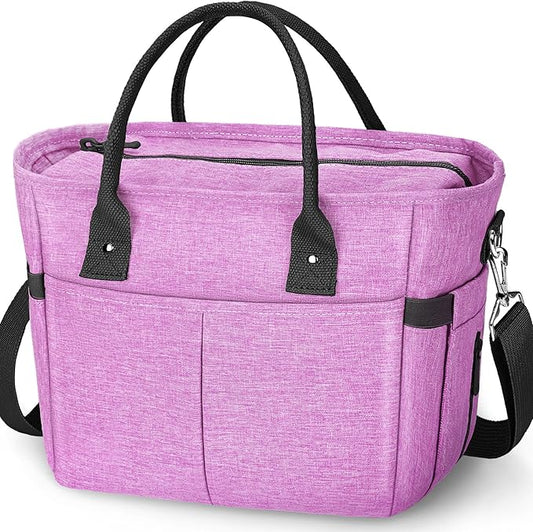 KIPBELIF Cute&Classy Roomy Insulated Lunch Bags for Women - Stylish & Functional Large Tote Adult Lunch Box for Working & Picnic (Purple, M)